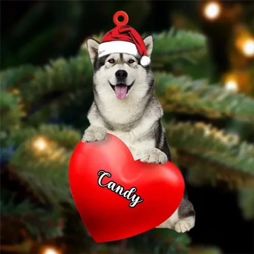 Adornos de Navidad personalizados para perros, nombre personalizado, adorno de Malamute de Alaska, adornos acrílicos, regalos de Navidad, amantes de