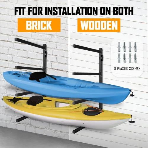 Miniatura 4 de Yes4All Estante de almacenamiento para kayak, soporte de pared para kayak, 400 libras, 4 niveles ajustables, estante para kayak al aire libre, A.