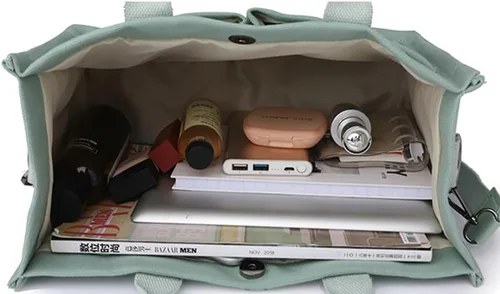 Miniatura 5 de Obosoyo Bolso de lona para mujer, bolso de mano grande de lona para el trabajo, bolso cruzado casual para viajes diarios