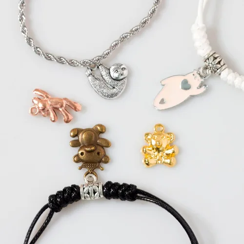 Miniatura 5 de stino - 100 g de dijes colgantes de metal para hacer joyas, lote de dijes bañados en plata y oro para pulseras, collares y manualidades, dijes