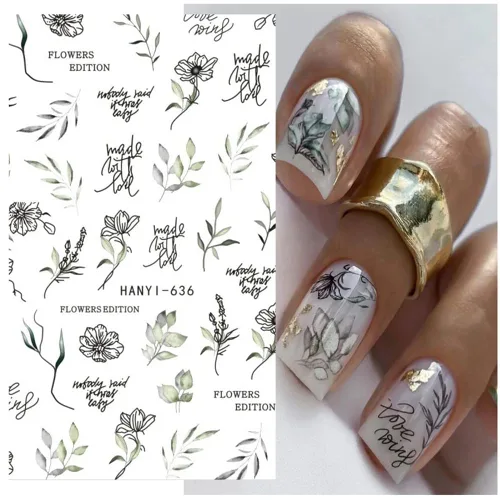 Miniatura 3 de Calcomanías de arte de uñas de flores, calcomanías de uñas de mariposa con encanto, calcomanías de uñas de primavera y verano, calcomanías de uñas