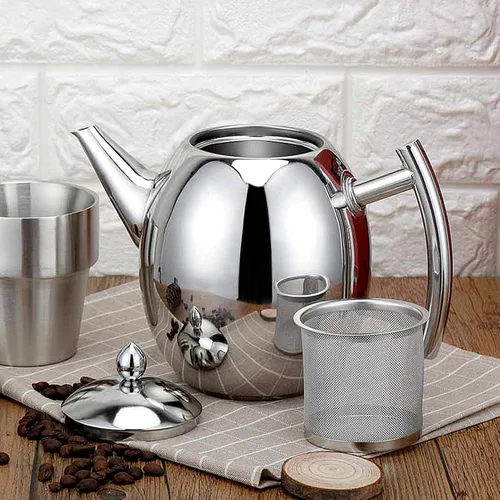 Miniatura 3 de Hervidor de agua durable del pote del café del té de la tetera del acero inoxidable con la capacidad grande del filtro (1L)