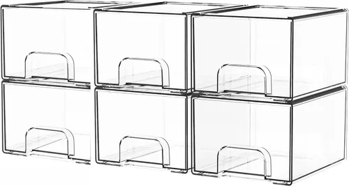 Miniatura 12 de Yieach Cajones de almacenamiento apilables transparentes de 12.1 pulgadas de ancho, paquete de 2 organizadores de cajones acrílicos para accesorios