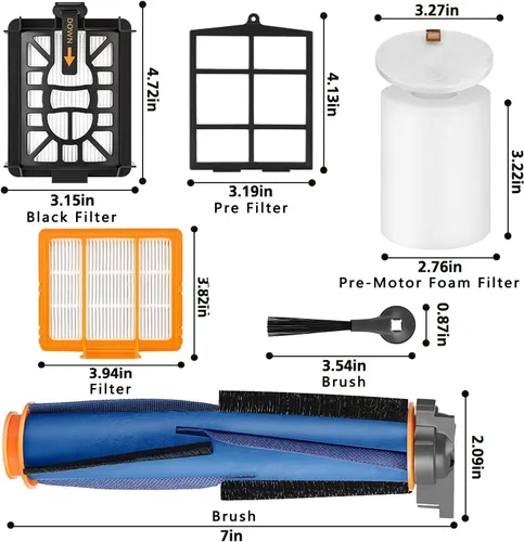 Miniatura 2 de Repuesto para aspiradora robot Shark AV2501AE RV2502AE AV2501S AV2511AE RV2610WA RV2610WD AV2610WA RV2820AE AI, kit de accesorios incluye cepillo