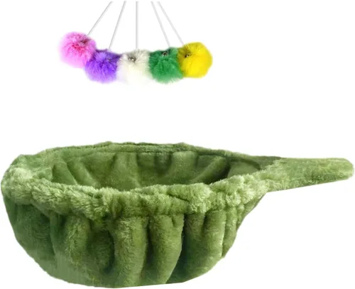 Miniatura 10 de SHENGOCASE Hamaca tipo tumbona para nido beige de 13 pulgadas para reemplazo de torre de árbol de gato, paquete de 5 juguetes de bolas colgantes