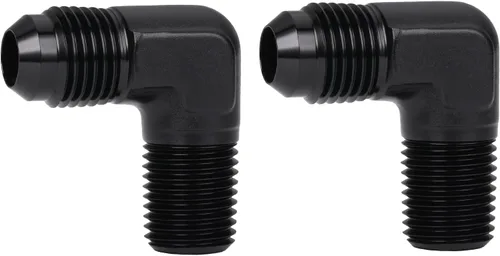 Miniatura 24 de 3AN macho Flare a 1/4 NPT tubo macho 90 grados codo adaptador unión aluminio negro