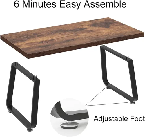 Miniatura 7 de HSH - Mesa de centro rústica, mesa central de madera industrial y metal, mesa de café minimalista de roble estilo granja para la sala de estar, mesa