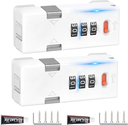 Miniatura 10 de Cerradura de gabinete sin llave prémium con código de combinación, cerradura de 3 dígitos para cajones, puerta de armario plegable y puerta de doble