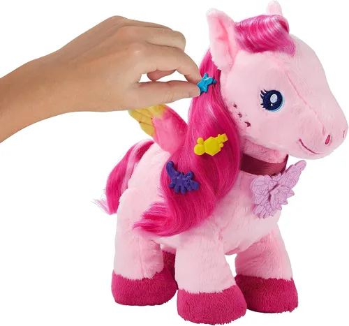 Miniatura 5 de Mattel Barbie A Touch of Magic - Juguete de peluche Pegaso Walk & Flutter, peluche para caminar de 11 pulgadas con accesorios para el cabello