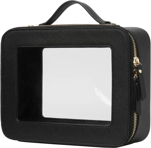 Miniatura 25 de Bolsa de maquillaje transparente Popvibe, estuche de cosméticos de viaje con cremallera, bolsa de aseo transparente con cremallera, organizador Malva