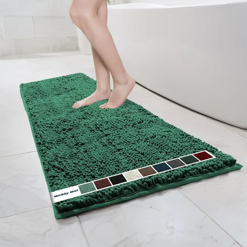 Miniatura 16 de Muddy Mat Alfombras de Baño de Chenilla de Microfibra de Secado Rápido Antideslizantes Lavables, Extra Gruesas, Suaves y Altamente Absorbentes Gris