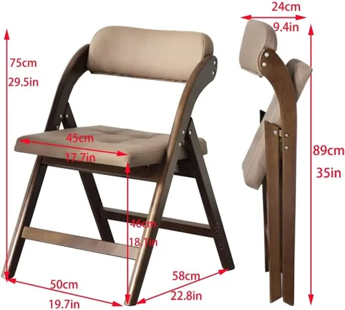 Miniatura 3 de Sillas de oficina plegables de madera maciza con asientos acolchados, sillas de cocina, ideales para reuniones familiares, adecuadas para comedor