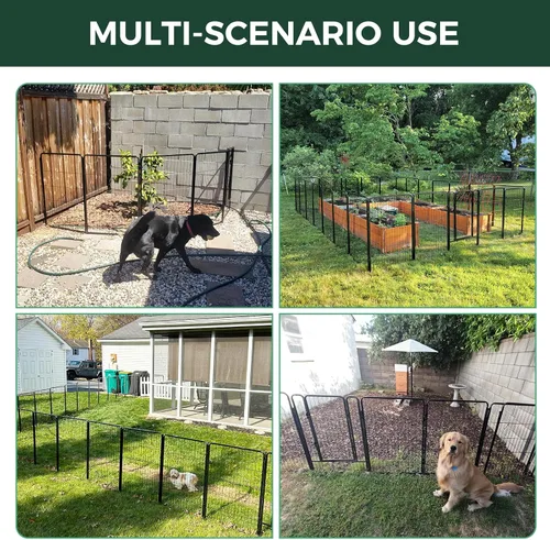Miniatura 6 de FXW - Valla de jardín metálica y resistente para exteriores, barrera para perros y conejos, fácil instalación, negro, 32 pulgadas de alto x 4.5 pies