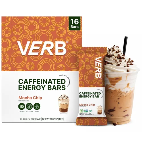 Miniatura 17 de Verb Barras de Energía Cafeinadas - Paquete de Variedad - 2 Sabores Deliciosos (26g, Paquete de 16) Barra de Energía Deliciosa de 110 Calorías, Baja