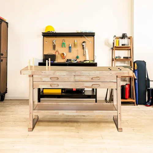Miniatura 2 de Olympia Tools Banco de trabajo de madera de 48 pulgadas - Capacidad de peso de 330 libras Banco de trabajo de madera para garaje, taller y hogar