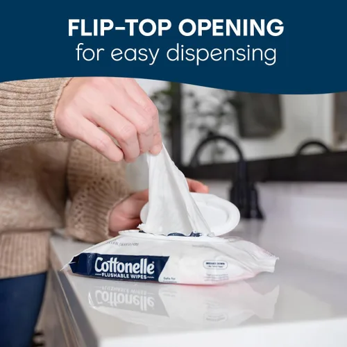 Miniatura 5 de Cottonelle Toallitas húmedas desechables sin fragancia, toallitas húmedas para adultos, 2 paquetes con tapa abatible, 42 toallitas por paquete