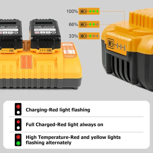 Miniatura 4 de TOMAPEX Paquete mejorado de 4 baterías de 20v máx. con USB de repuesto para batería Dewalt de 5.0Ah con estación de cargador de batería DCB104