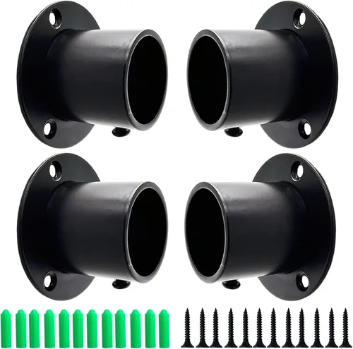 Miniatura 8 de Paquete de 4 soportes de barra de cortina de acero inoxidable de alta resistencia de 1 pulgada, soportes de extremo para poste de armario, soporte