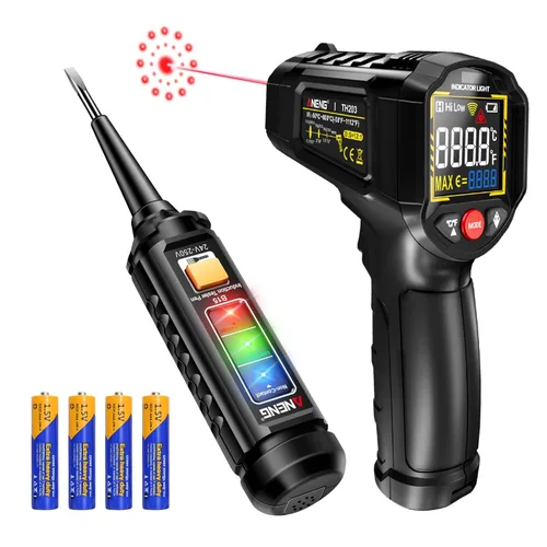ANENG Termómetro infrarrojo, pistola de temperatura láser digital LCD a color, sin contacto, -58℉-1112℉ (-58.0 °F a 1,112.0 °F), relación de punto
