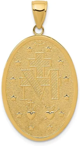 Miniatura 4 de Colgante de oro amarillo macizo de 14 quilates con diseño de Virgen María y Oración por Nosotros, 1.614 in x 0.827 in, Metal