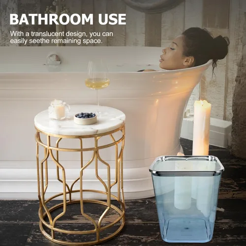 Miniatura 5 de STOBOK Cubo de basura cuadrado transparente grande para basura, contenedor decorativo de 1.5 litros para el hogar, oficina, baño, dormitorio, cocina