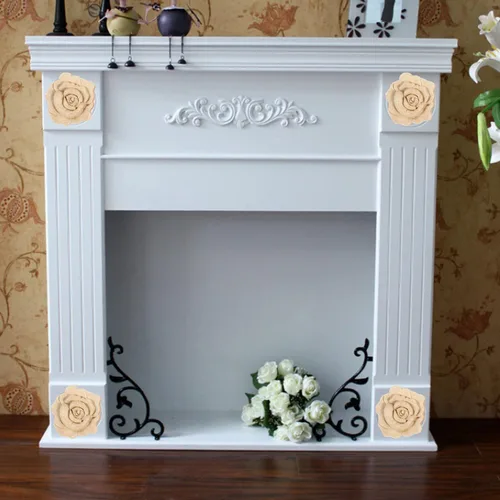 Miniatura 5 de 4 piezas de madera tallada de onlay apliques de madera de rosa tallada para muebles de cama, decoración de gabinete