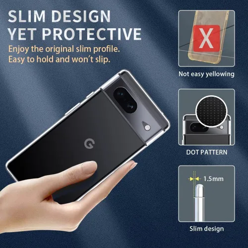 Miniatura 4 de Funda transparente para Google Pixel 7. Funda protectora de silicona TPU de plástico transparente para Google Pixel 7