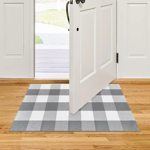 Miniatura 23 de Alfombra Buffalo Plaid Pequeña a Cuadros 2x3 Pies (61x91 cm) Naranja y Negro, Tapete para Puerta Delantera, Navidad Halloween Acción de Gracias