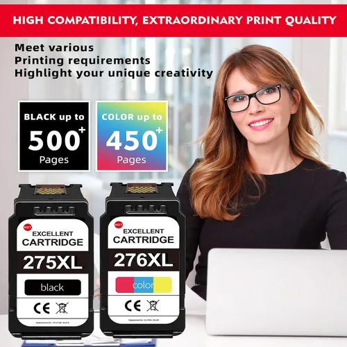 Miniatura 3 de Paquete combinado de cartuchos de tinta 276XL Color 275XL Negro (paquete de 2) - Repuesto para cartuchos de tinta de impresora Canon tr4700