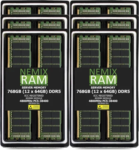 Miniatura 9 de 1TB 16X64GB DDR5 4800MHz PC5-38400 2Rx4 1.1V CL40 288-PIN ECC Registered RDIMM NEMIX RAM Server Memory KIT