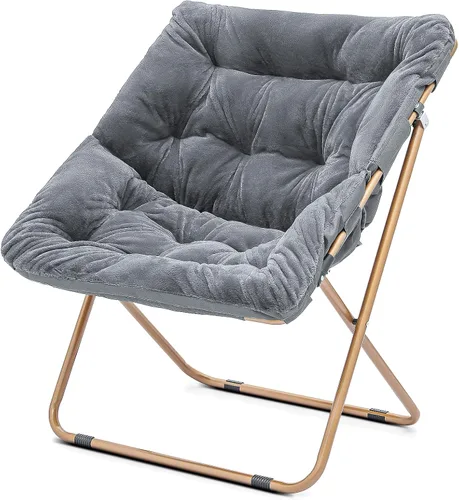 Miniatura 17 de Cómoda silla con platillo, silla de sala de estar, silla plegable acolchada suave de piel sintética, cómoda silla cuadrada de luna para sala
