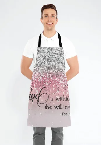 Miniatura 4 de Salmo 46:5 God is Within Her,She Will Not Fall- Delantal con versículo bíblico para el hogar, cocina, impermeable, cocina, horneado, jardinería