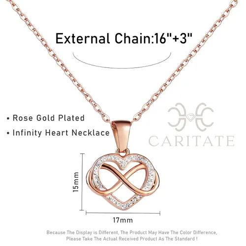 Miniatura 4 de CARITATE Collares de corazón infinito de oro para mujer, gargantilla con colgante de corazón de oro de 14 quilates para mujer, collar de cadena