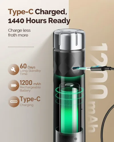 Miniatura 5 de Maestri House - Espumador de leche recargable con control de velocidad sin escalones, LunaFro 2.0 - Espumador eléctrico de mano para bebidas