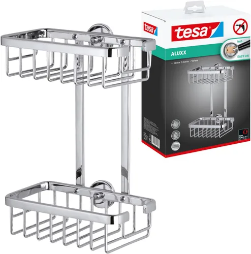 Miniatura 15 de tesa® Aluxx - Cesta de ducha pequeña, aluminio cromado brillante, autoadhesiva, tecnología de montaje adhesiva, 1.969 in x 8.661 in x 4.016 in