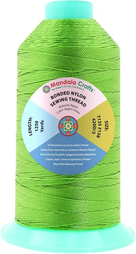 Miniatura 253 de Mandala Crafts - Hilo de nailon para coser cuero, tapicería, mezclilla y para trenzar el pelo; resistente, 1500 yardas, tamaño 69 T70 Marrón