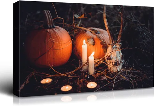 Miniatura 41 de Denozer - Pintura artística de pared de Halloween, impresión artística sobre lienzo para dormitorio, sala de estar, decoración de pared del hogar