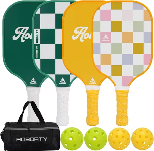 Miniatura 10 de AOBORTY USAPA - Paquete de 4 palas de pickleball – Juego de 4 raquetas de grafito claro de primera calidad con cara de fibra y polímero con núcleo