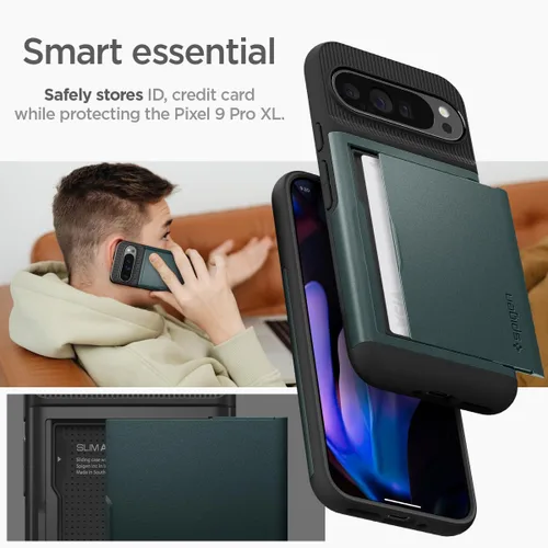 Miniatura 3 de Spigen Slim Armor CS - Funda diseñada para Pixel 9 Pro XL (2024) [protección de grado militar] - Abyss Green