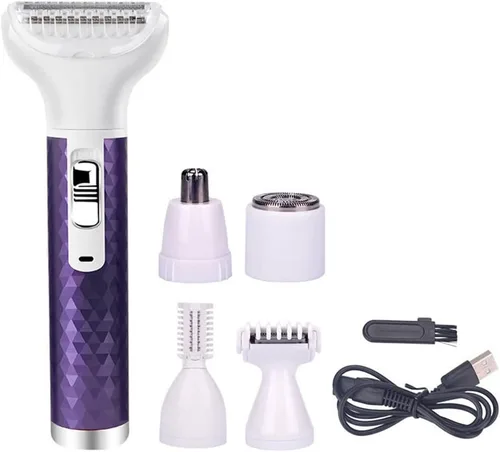Afeitadora eléctrica para mujer, depilación eléctrica recargable, carga USB, 5 en 1, afeitadora sin dolor para bikini, mujer, área, nariz, axila,