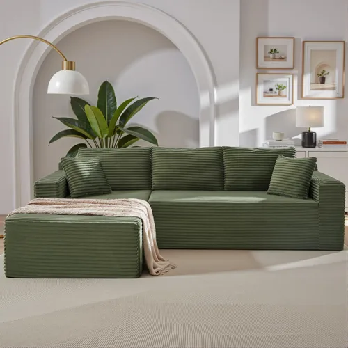 Miniatura 19 de Sofá seccional modular de 110", sofá seccional Cloud con asiento profundo, sofás tapizados sin huesos para sala de estar, sofá modular moderno