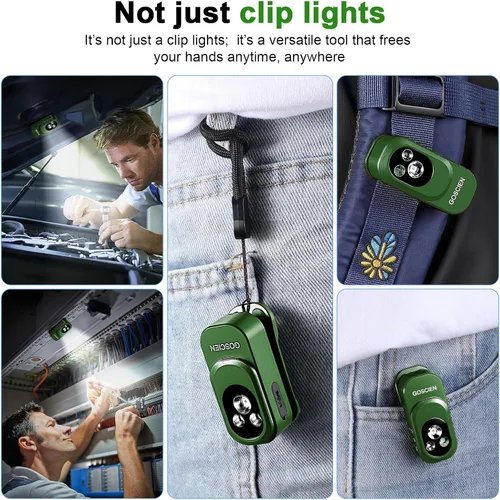 Miniatura 7 de Linterna EDC recargable profesional con clip de 500 lúmenes, luz de clip con tres soluciones de iluminación, carga USB C, linterna magnética IPX6