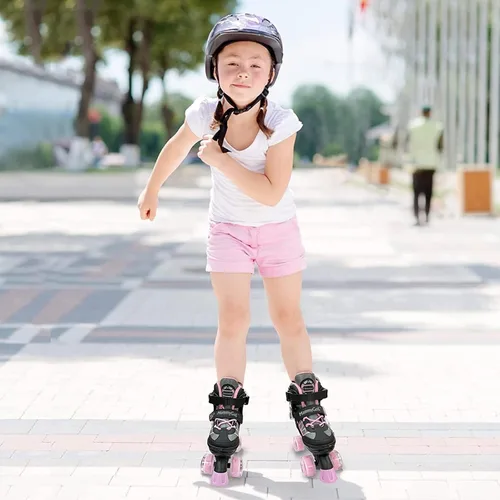Miniatura 7 de MammyGol Roller Skates for Kids Boys Girls, Adjustable Quad Skates with Light Up Wheels for Toddler Little Kids Ages 6-12, Beginners Outdoor Sports