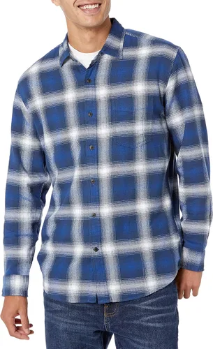 Tienda Essentials Camisa de franela de manga larga para hombre (disponible en tallas grandes y altas)