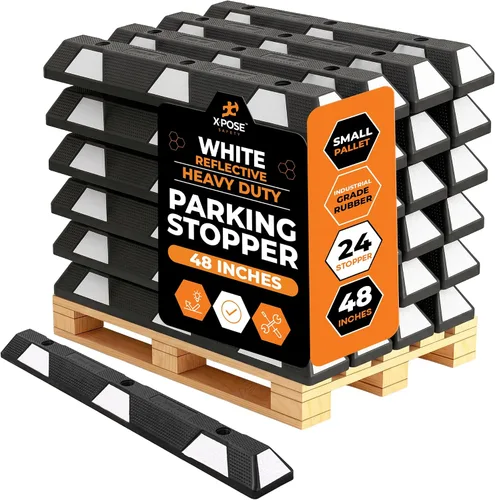 Miniatura 56 de Xpose Safety Tope de goma resistente de 22 pulgadas para estacionamiento, paquete de 2 bloques de ruedas para garaje, entrada o rampa, tope