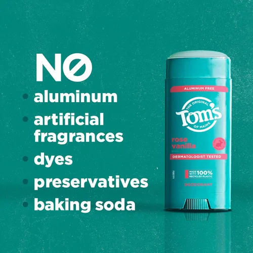 Miniatura 4 de Tom's of Maine Desodorante natural sin aluminio Rose Vanilla para mujeres y hombres, se transparenta, protección contra olores y humedad