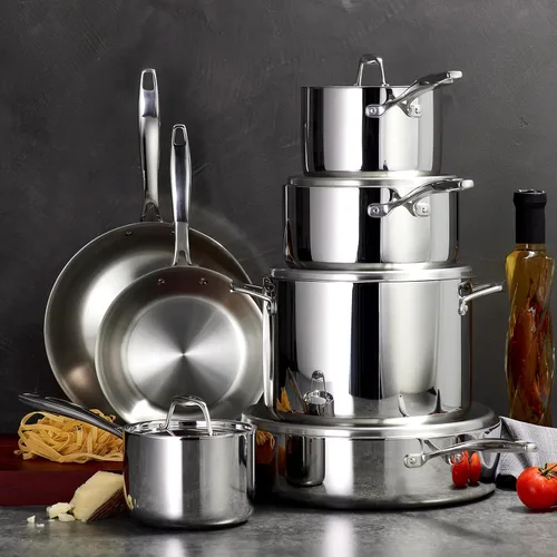 Miniatura 2 de Tramontina Signature Tri-Ply Clad - Juego de 8 utensilios de cocina de acero inoxidable con tapas, ollas y sartenes, listo para inducción, apto