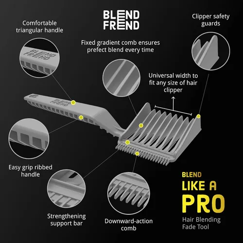 Miniatura 6 de Blend Frend Peine de cortapelos, grado 1 (0.118 pulgadas), usuarios en casa, barberos novatos, fabricado en Reino Unido, compatible con todas