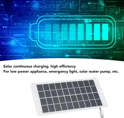Miniatura 5 de Panel solar, 10W 5V Panel Solar Tipo C Salida Panel de Carga Solar Portátil para Teléfono de Carga de Monitoreo de Seguridad