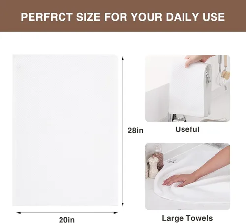 Miniatura 308 de Homaxy Trapos de cocina de 100% algodón, tejido de punto gofre, ultrasuaves, absorbentes y de secado rápido, 12 x 12 pulgadas, paquete de 6, blanco